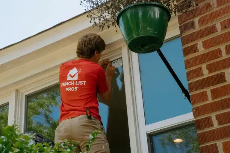 Exterior Door Installation & Replacement 1 Installer fitting a new exterior door, ensuring proper alignment and weatherproofing for improved security and aesthetics.